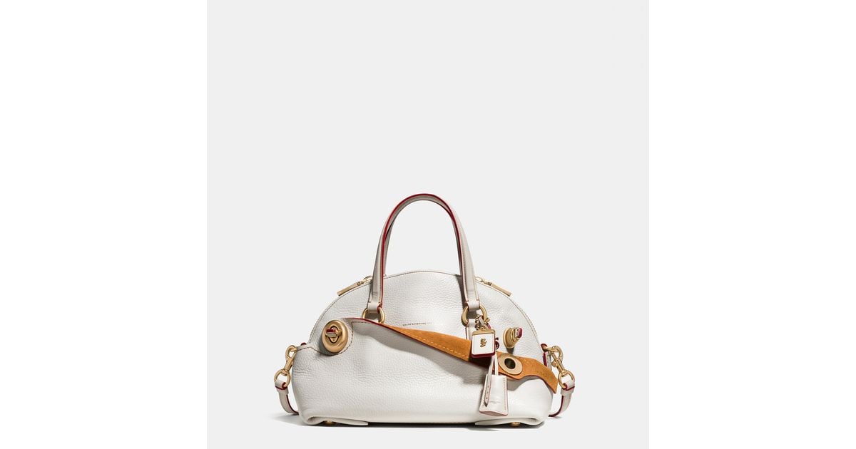 COACH Outlaw Satchel 36 In Glovetanned Pebble Leather in White